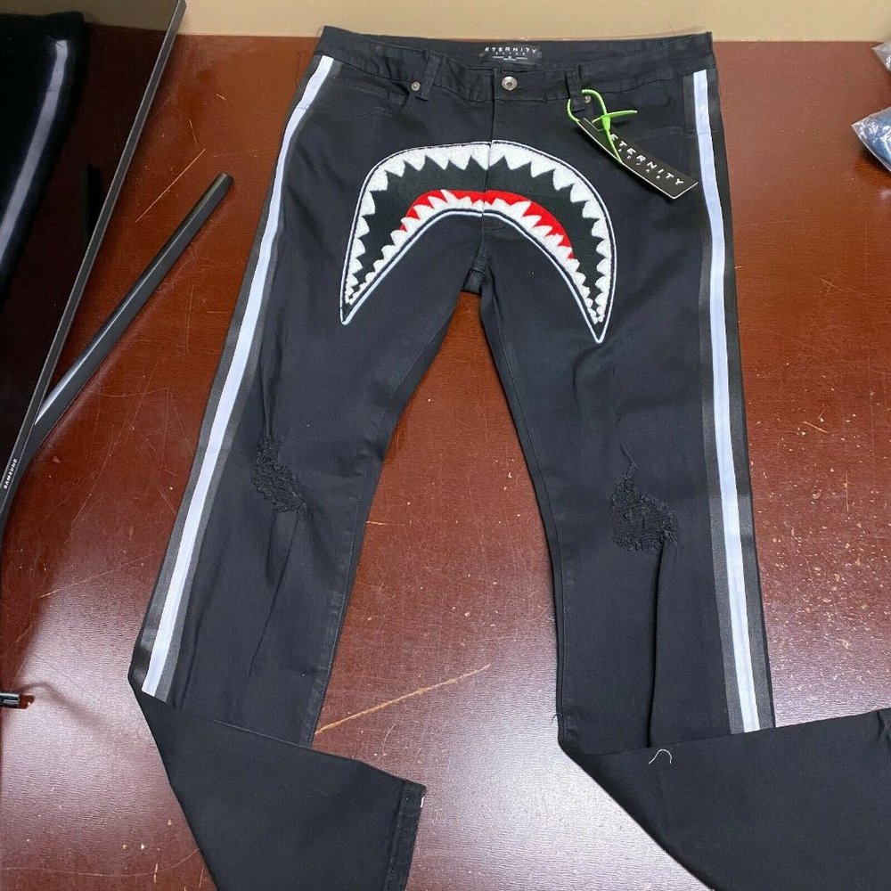 Eternity BC/AD Distressed Straight Leg Jeans Sz 38